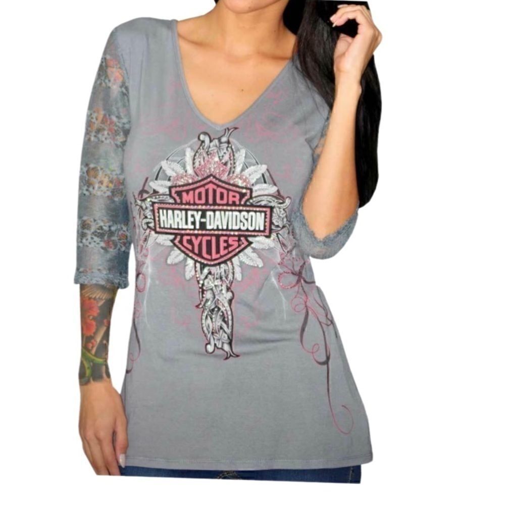 Harley Davidson gray storming passion cutout top